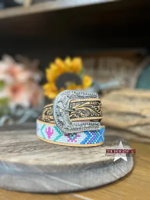 Girl's Angel Ranch Belt ~ Beaded Cactus