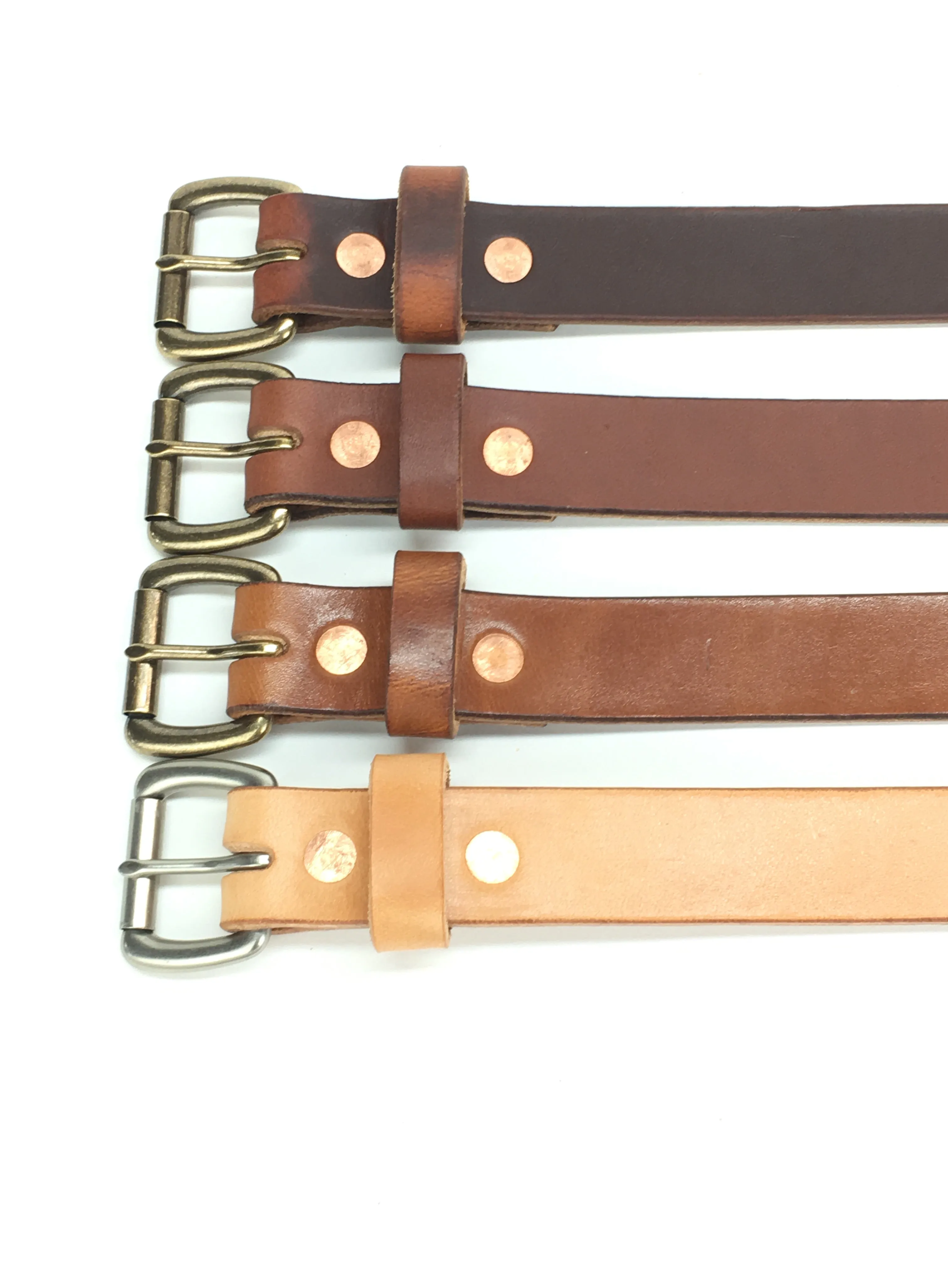 H B FULL GRAIN LEATHER BELTS - BUCK BROWN LEATHER