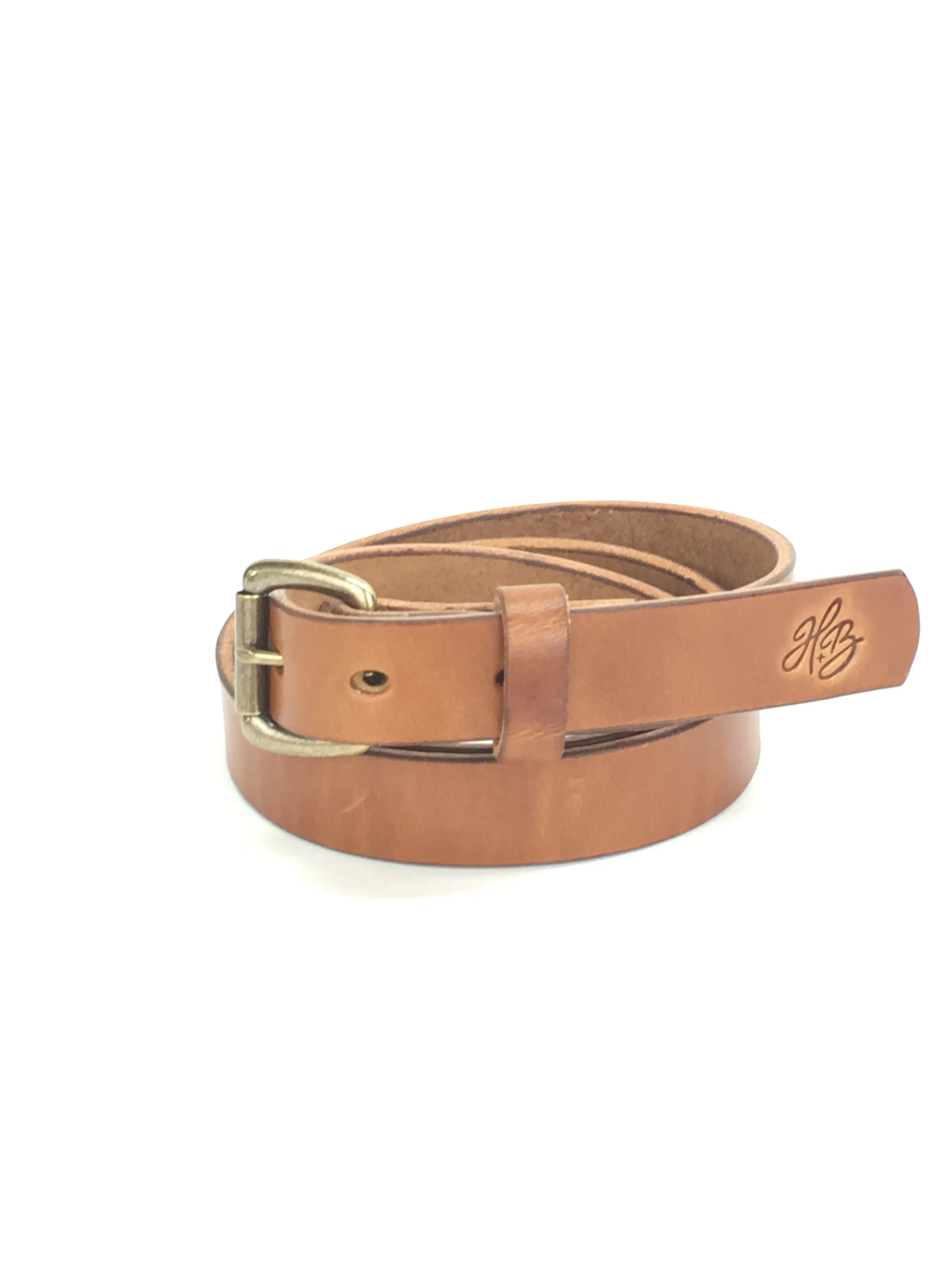 H B FULL GRAIN LEATHER BELTS - BUCK BROWN LEATHER