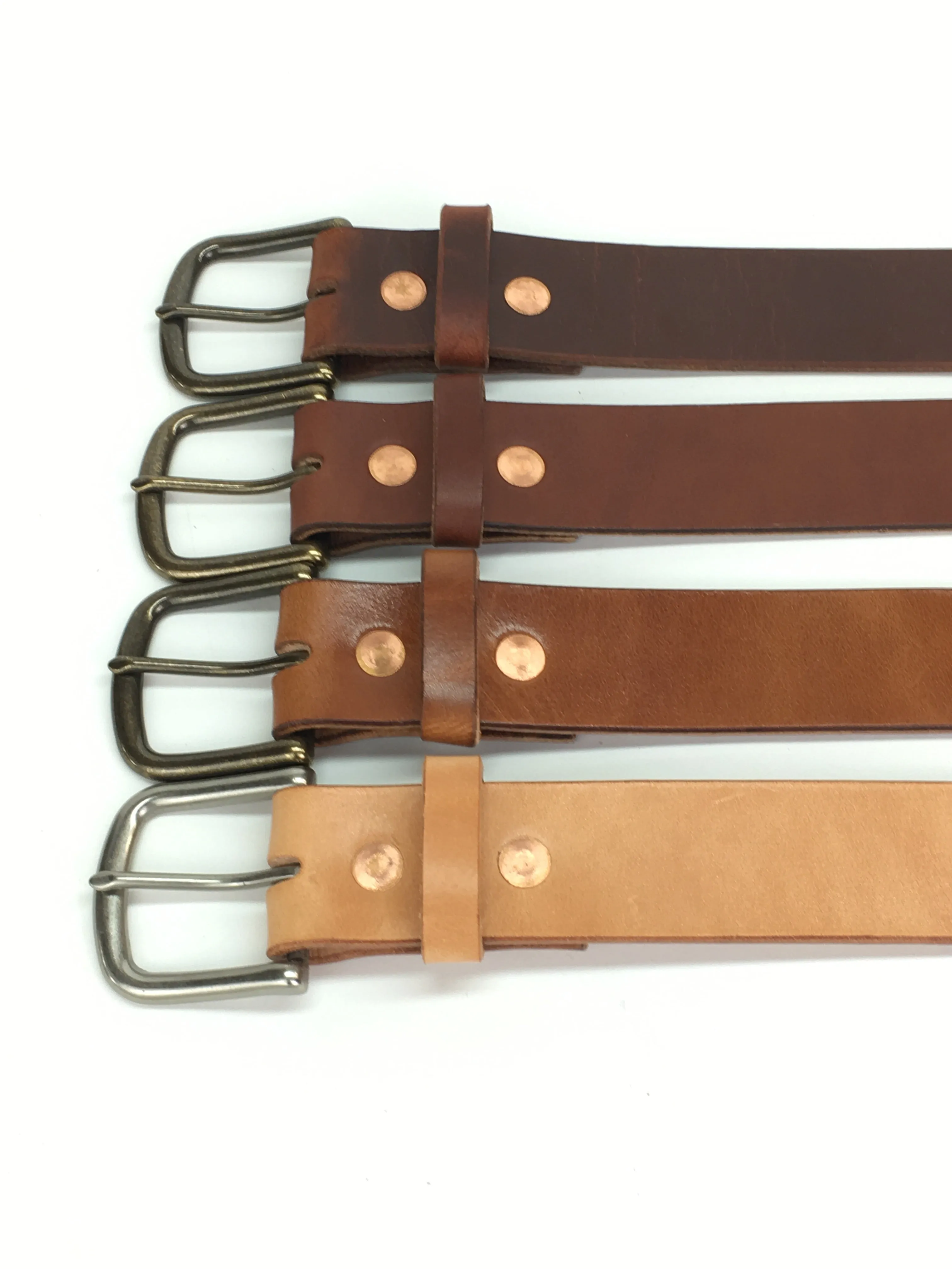 H B FULL GRAIN LEATHER BELTS - BUCK BROWN LEATHER