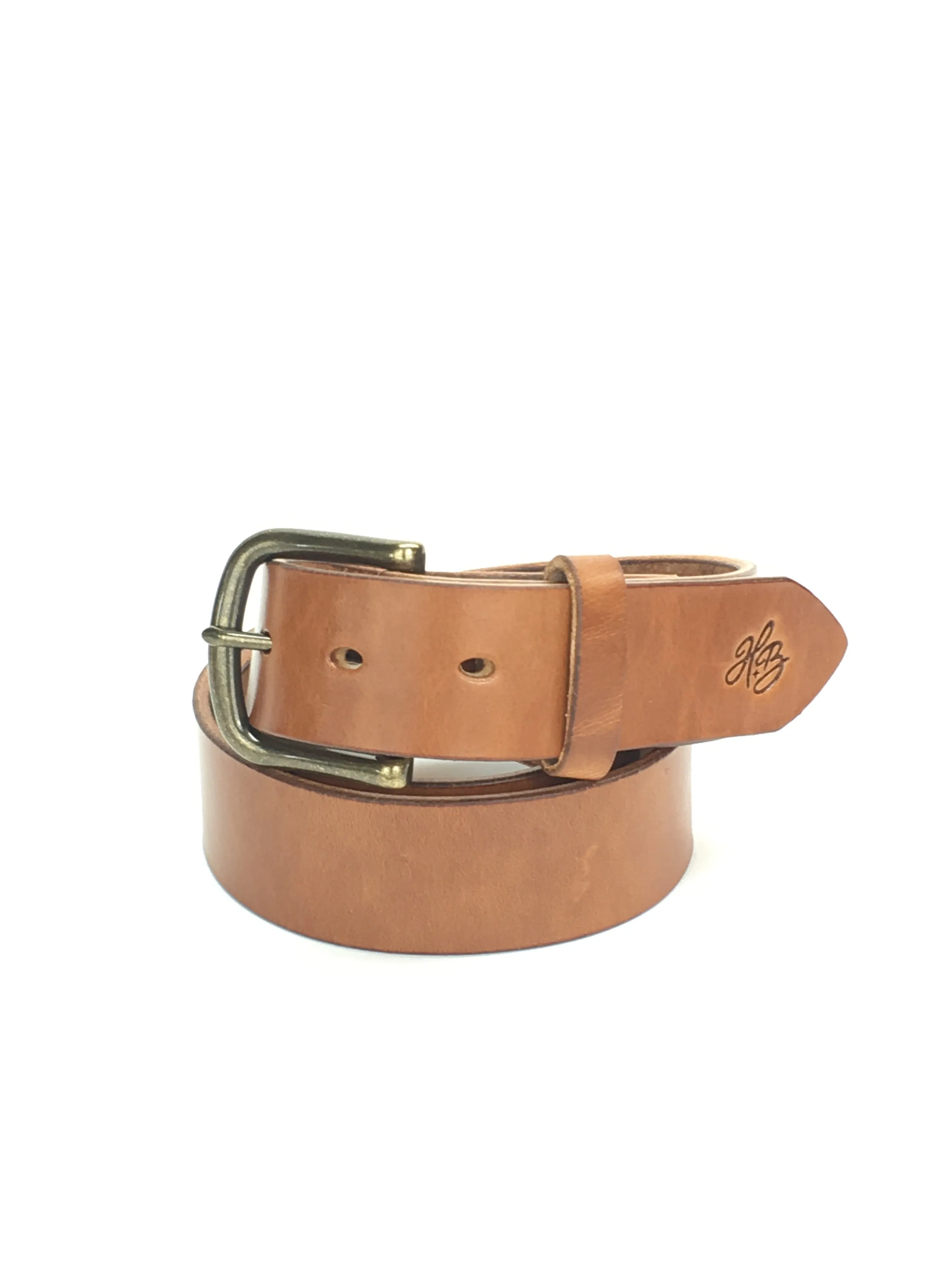 H B FULL GRAIN LEATHER BELTS - BUCK BROWN LEATHER