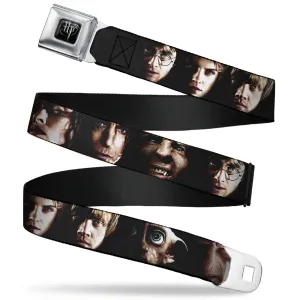 Harry Potter Logo Full Color Black/White Seatbelt Belt - Harry Potter 8-Character Faces CLOSE-UP Webbing
