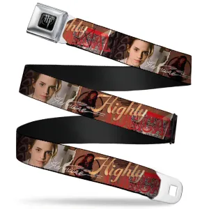 Harry Potter Logo Full Color Black/White Seatbelt Belt - Hermione/Highly Logical Webbing