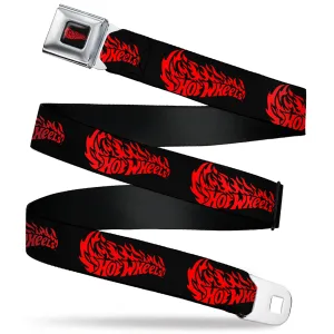 HOT WHEELS Flaming Logo Full Color Black/Red Seatbelt Belt - HOT WHEELS Flaming Logo Black/Red Webbing