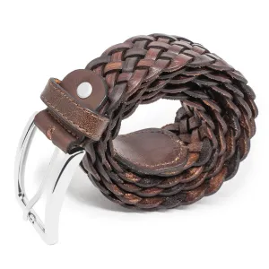 Italian Brown Leather Braided Belt