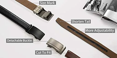 Lavemi Men's Real Leather Ratchet Dress Casual Belt, Cut to Exact Fit,Elegant Gift Box(55-0027)