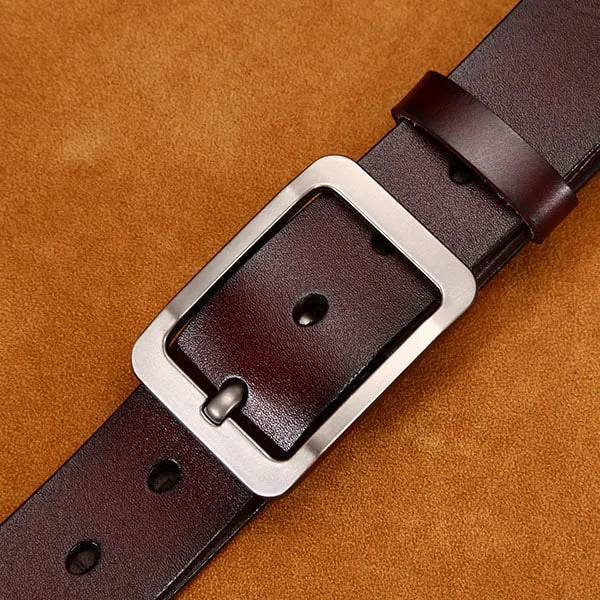 [LFMB]Men's belt leather belt men  pin buckle cow genuine leather belts