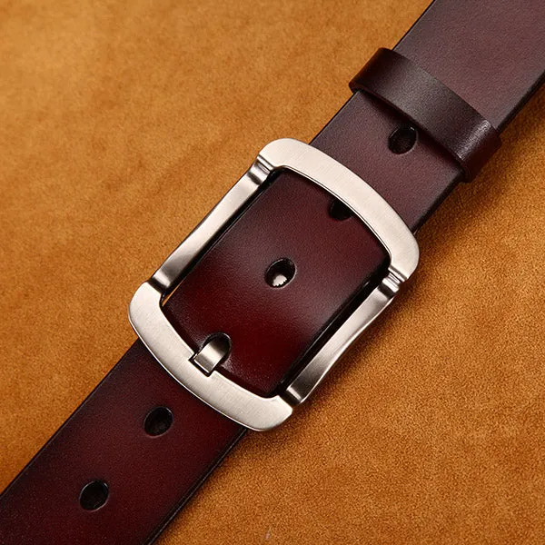 [LFMB]Men's belt leather belt men  pin buckle cow genuine leather belts