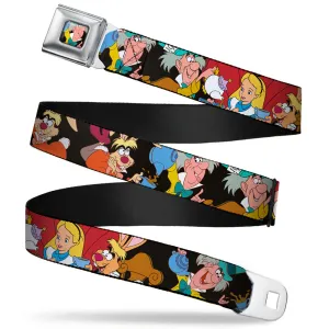 Mad Hatter Face Full Color Seatbelt Belt - Mad Hatter's Tea Party Poses Webbing
