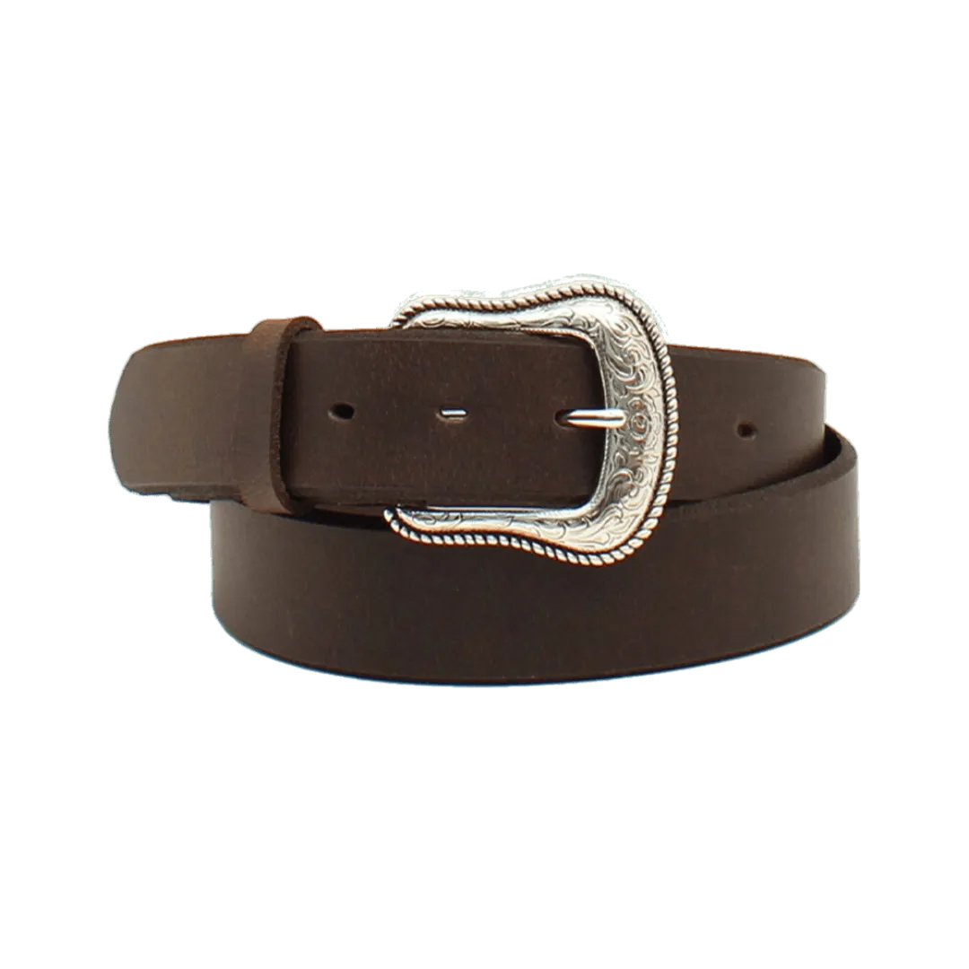 M&f Women Floral Buckle Black And Dark Brown Belt