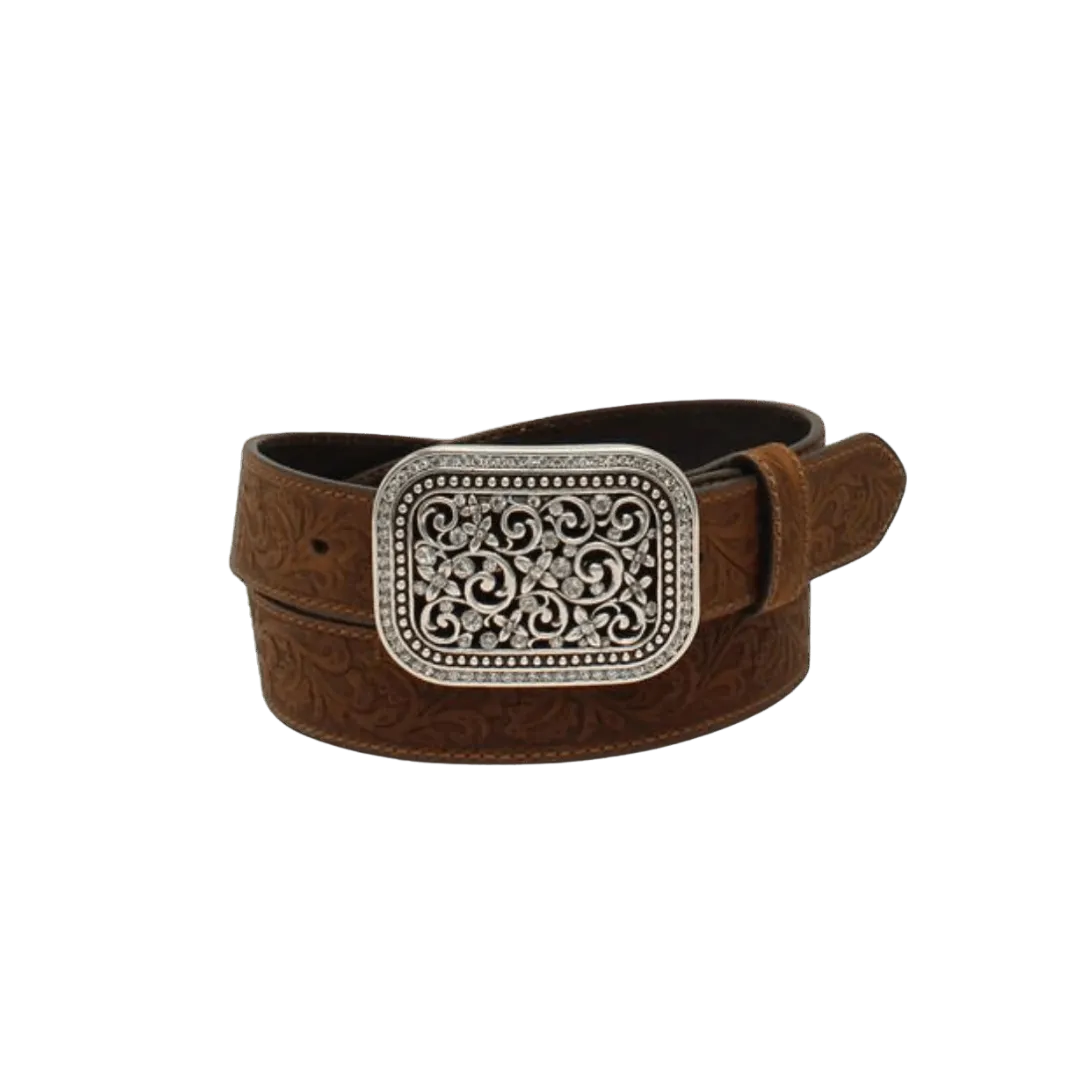 M&F Women's Ariat Rhinestone Filigree Brown Belt
