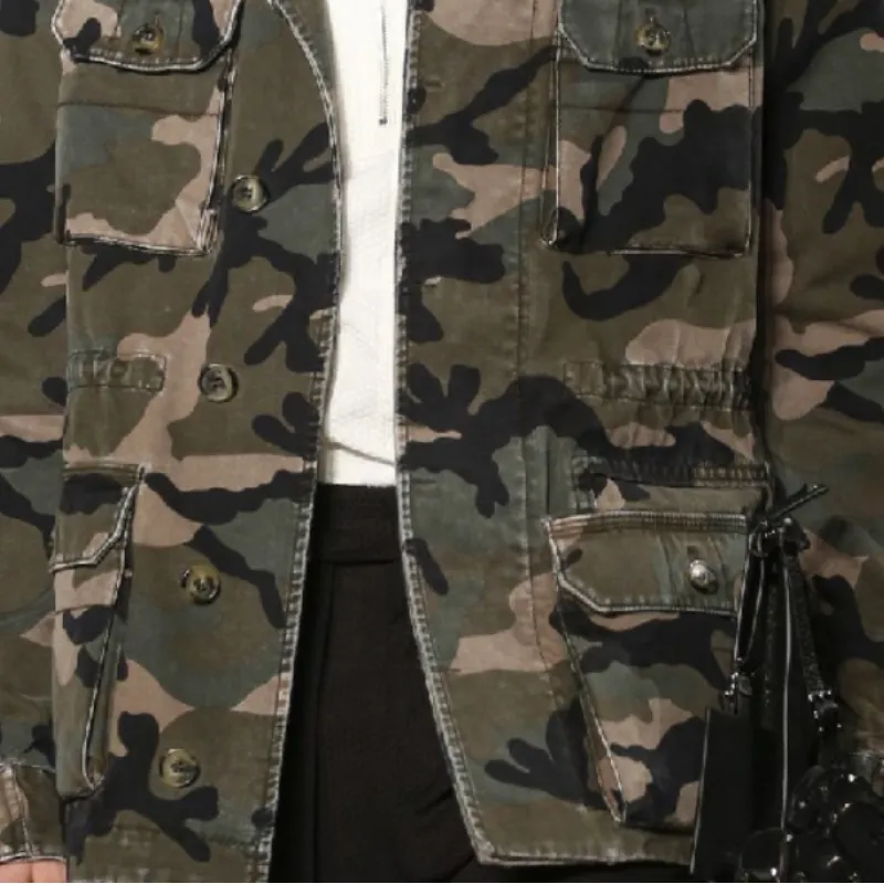 Men's Casual Retro Lapel Multi-Pocket Camouflage Jacket 04914180F
