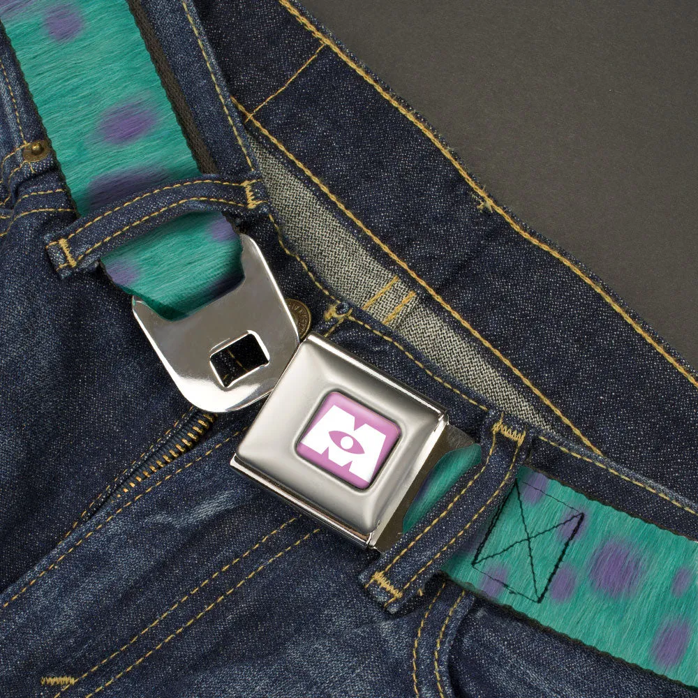 Monsters Inc. Icon Full Color Purple/White Seatbelt Belt - Monsters Inc. Sulley Bounding Spots Blue/Purple Webbing