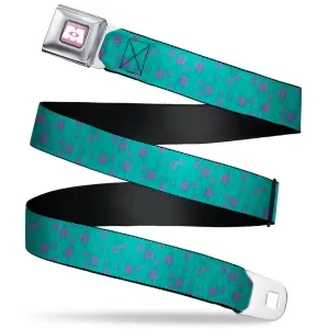 Monsters Inc. Icon Full Color Purple/White Seatbelt Belt - Monsters Inc. Sulley Bounding Spots Blue/Purple Webbing