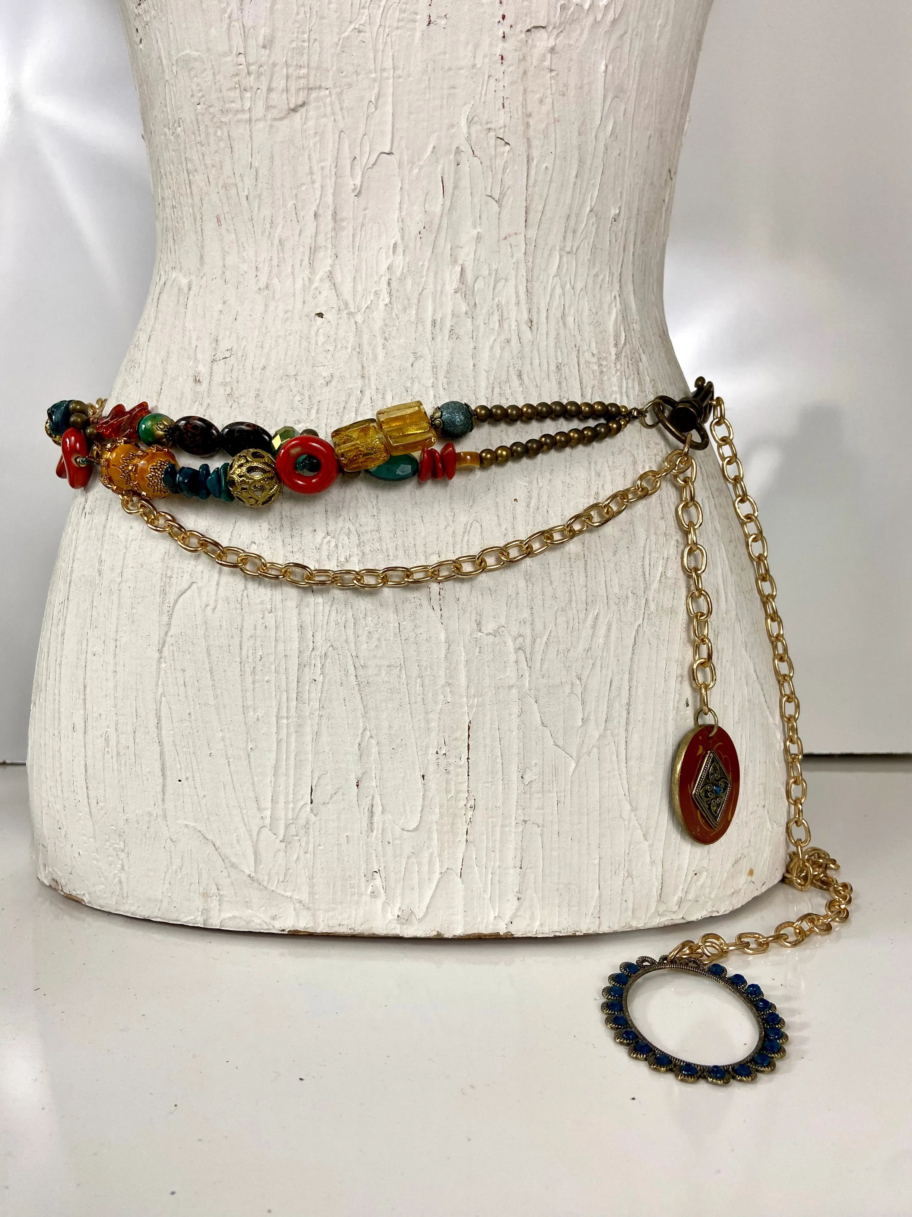 Multi colored beads belt