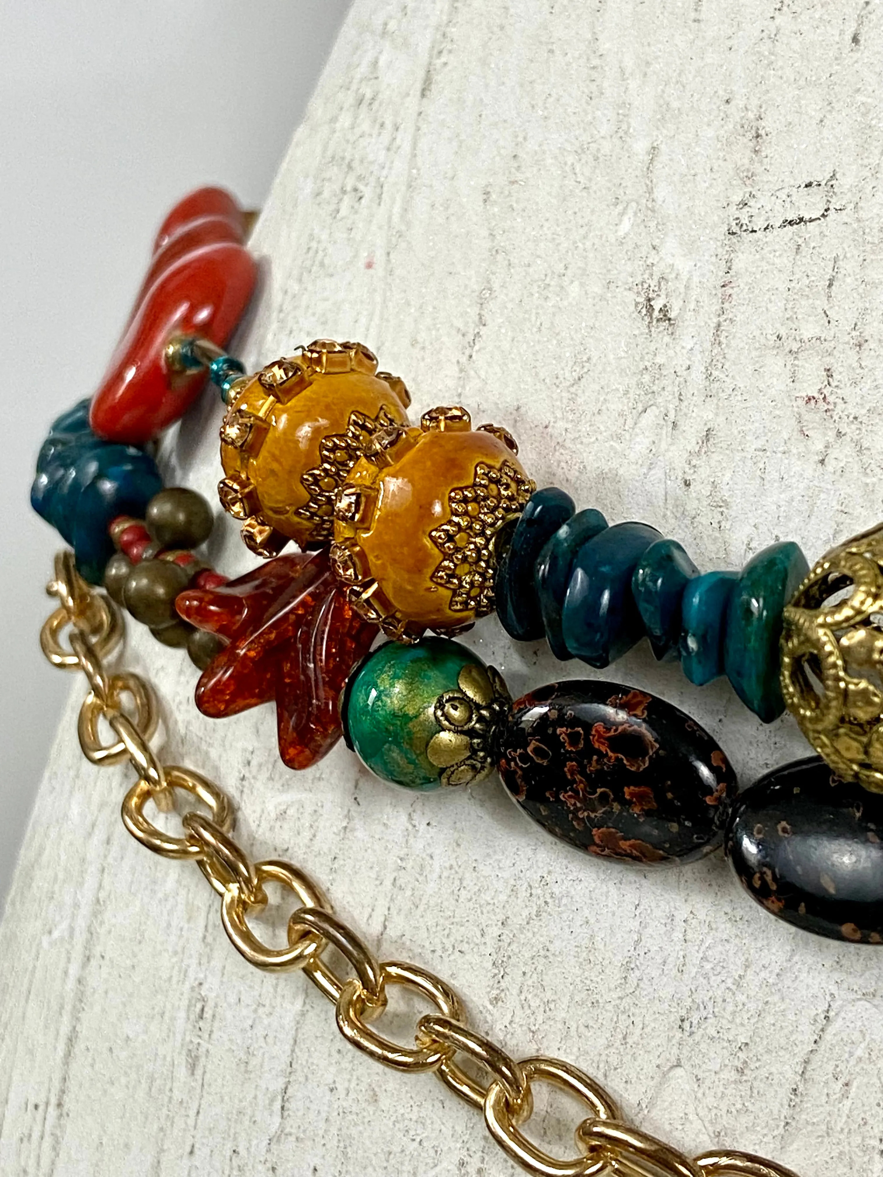 Multi colored beads belt