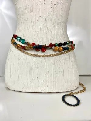 Multi colored beads belt