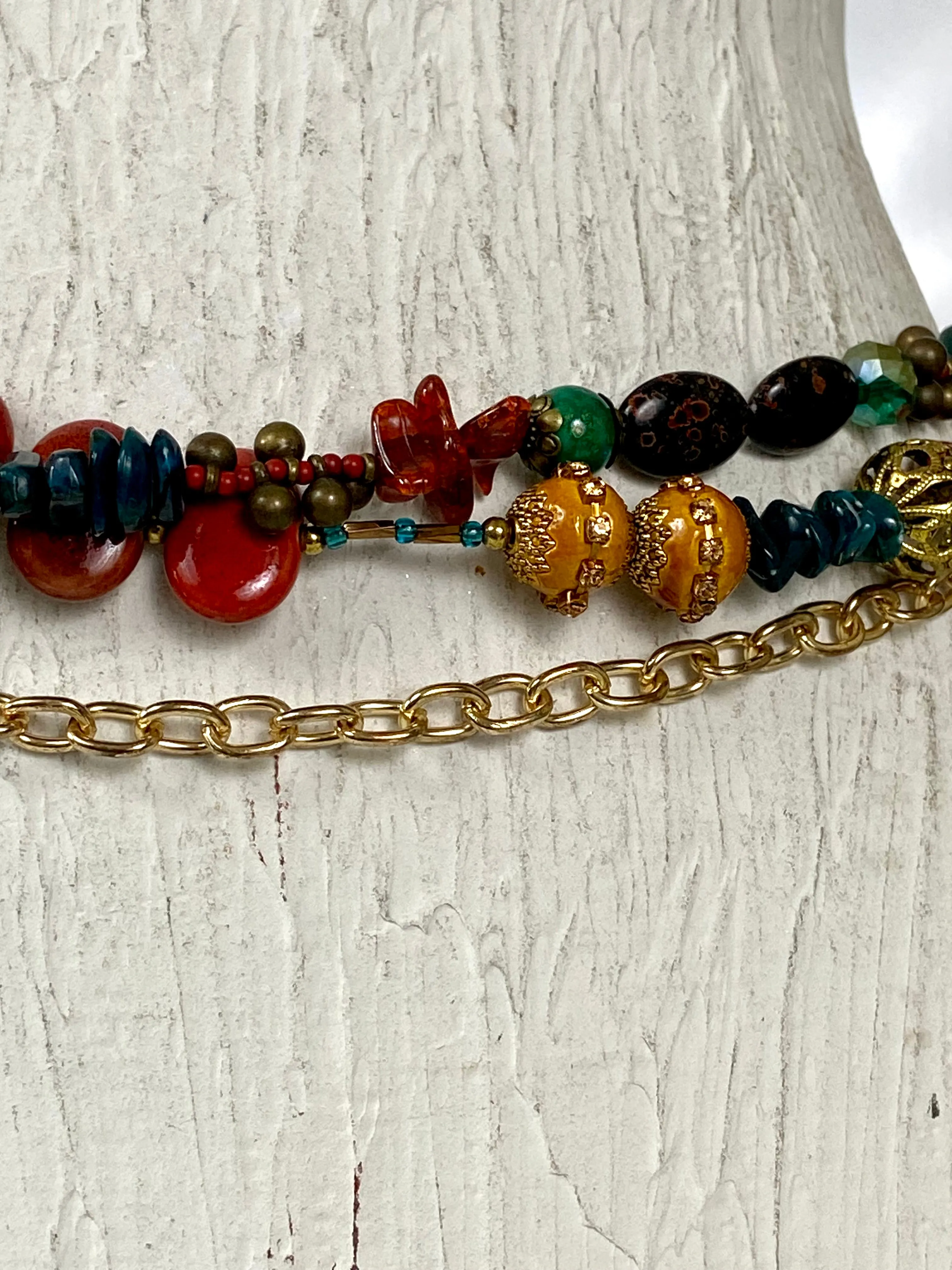 Multi colored beads belt