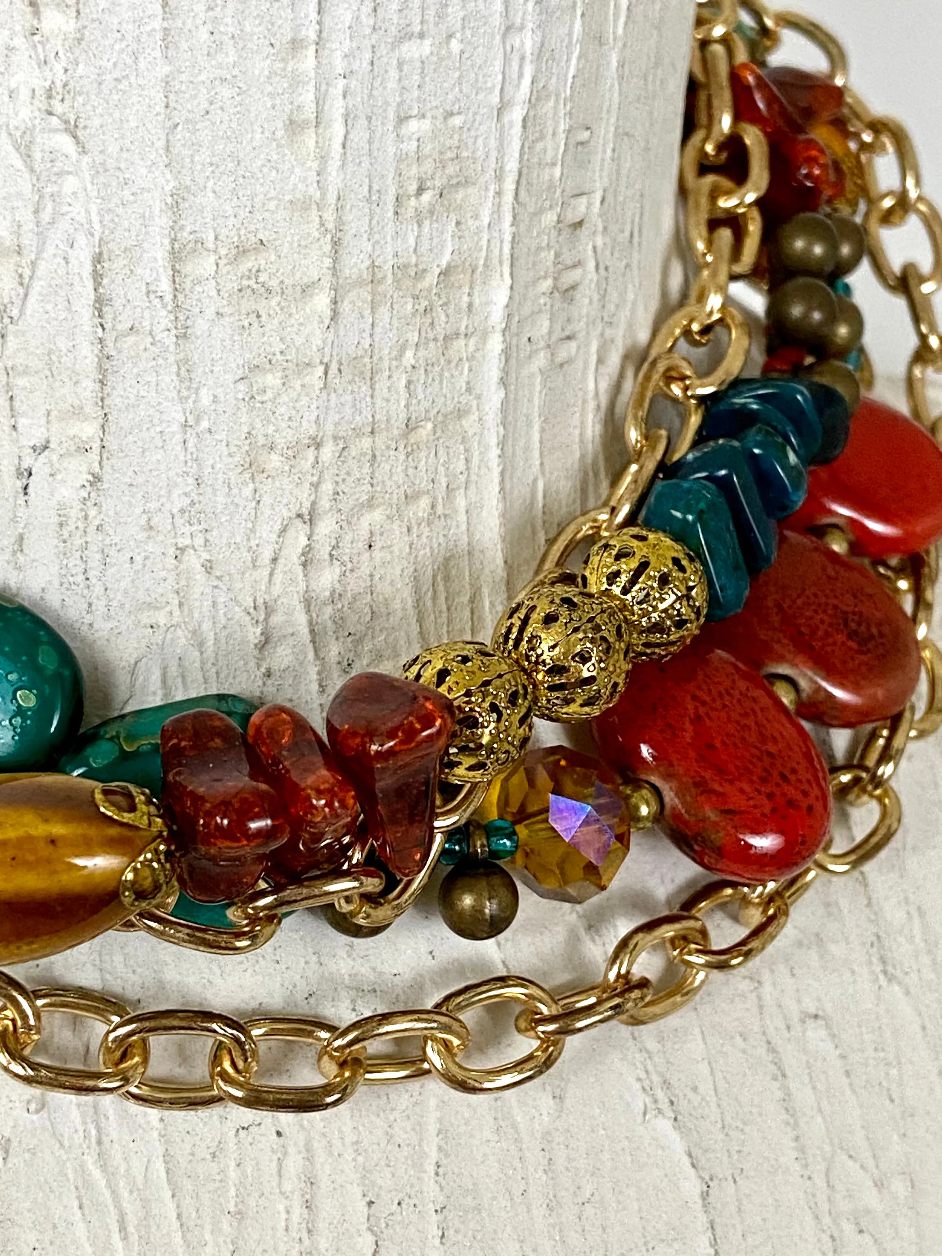 Multi colored beads belt