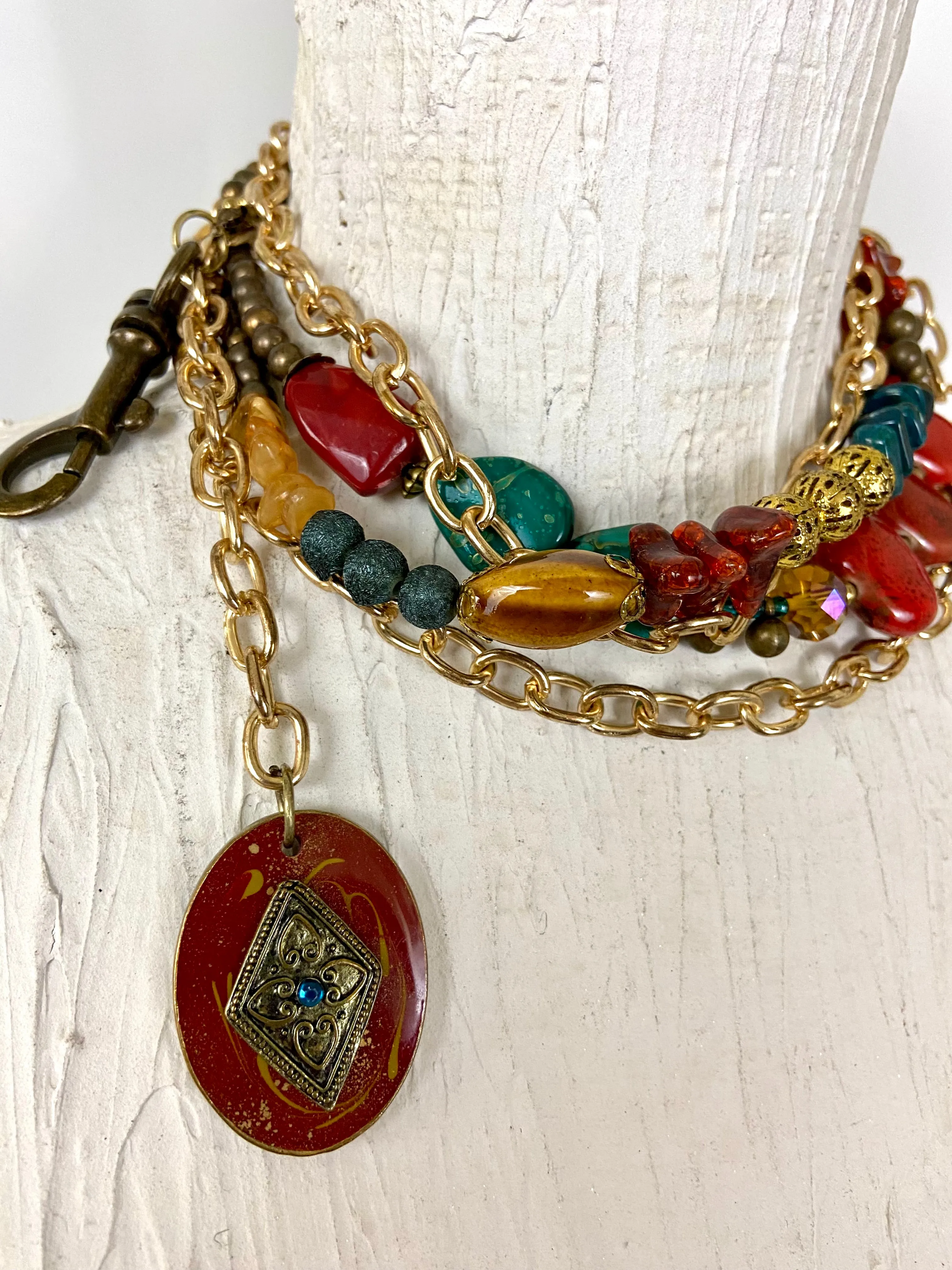 Multi colored beads belt