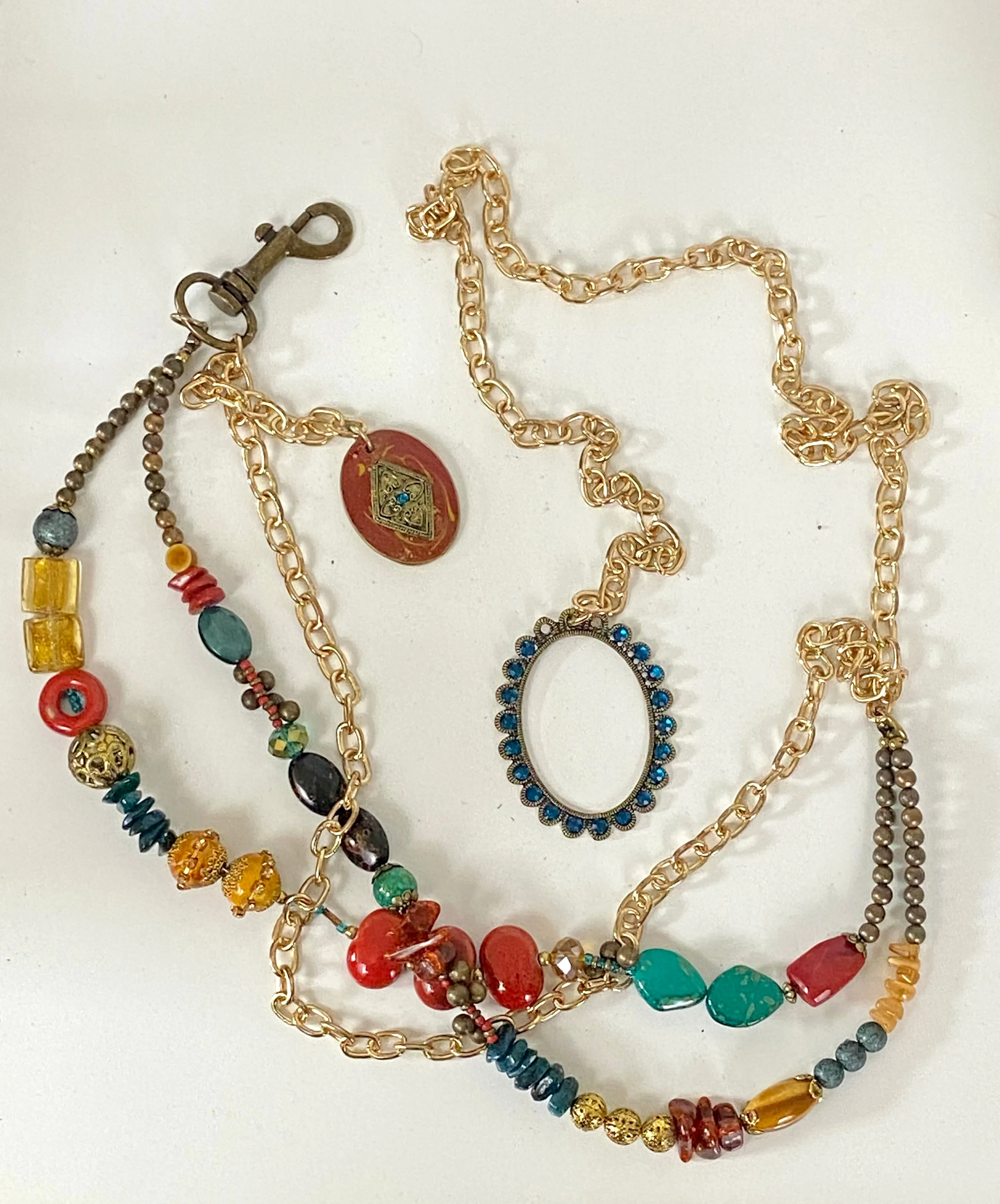 Multi colored beads belt
