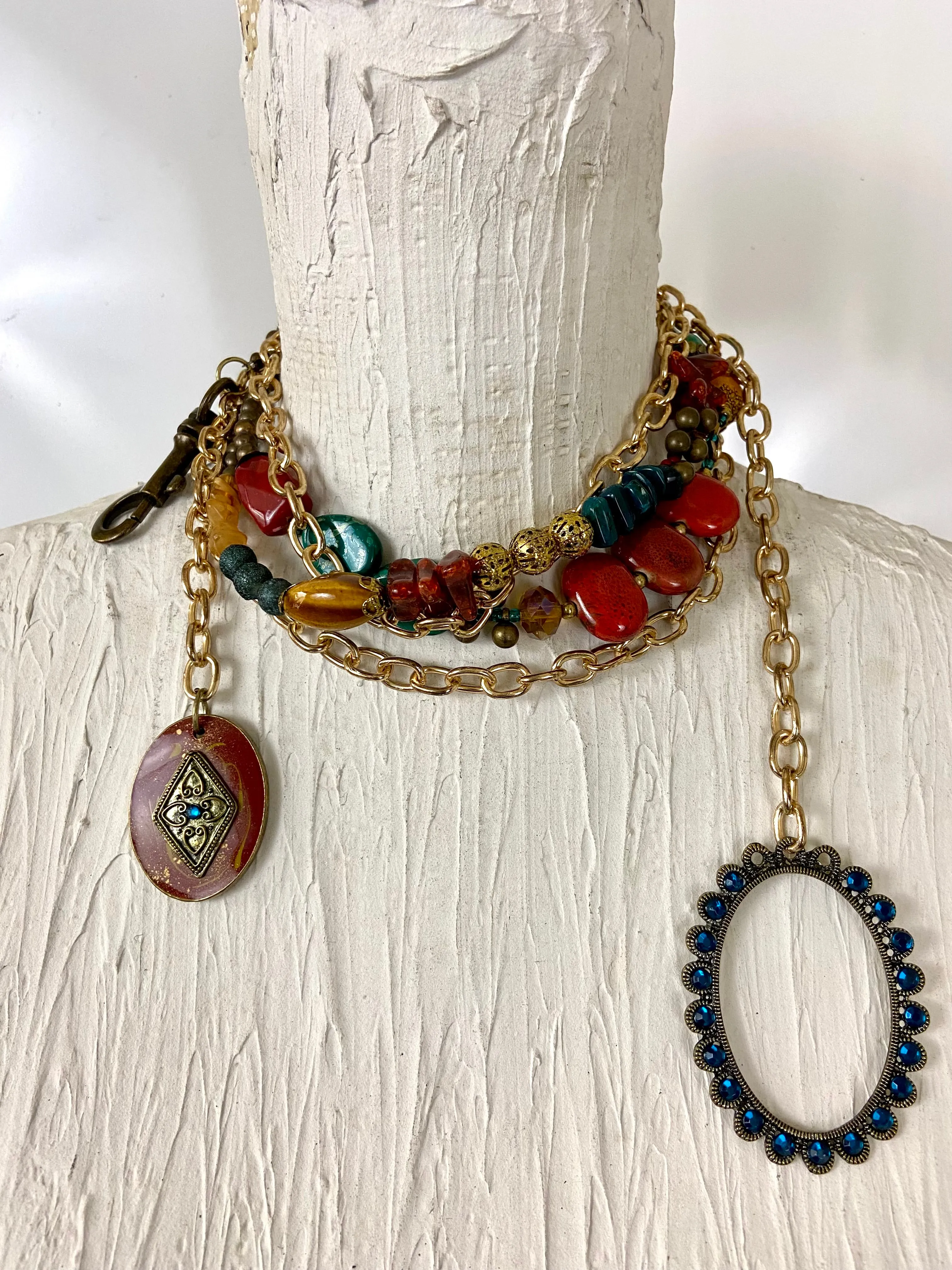 Multi colored beads belt