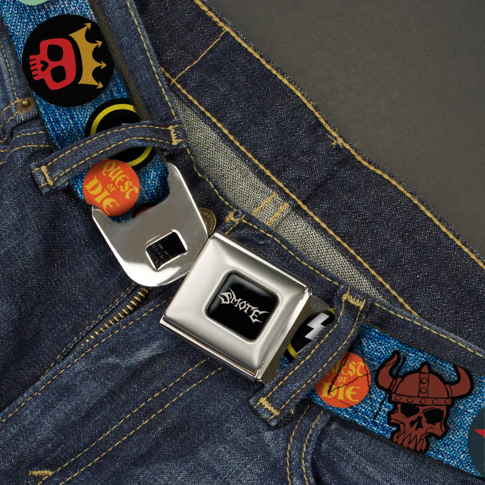 Onward Barley's SMOTE Vest Patch Full Color Black/Gray Seatbelt Belt - Onward Barley's Vest 8-Patches Denim/Multi Color Webbing