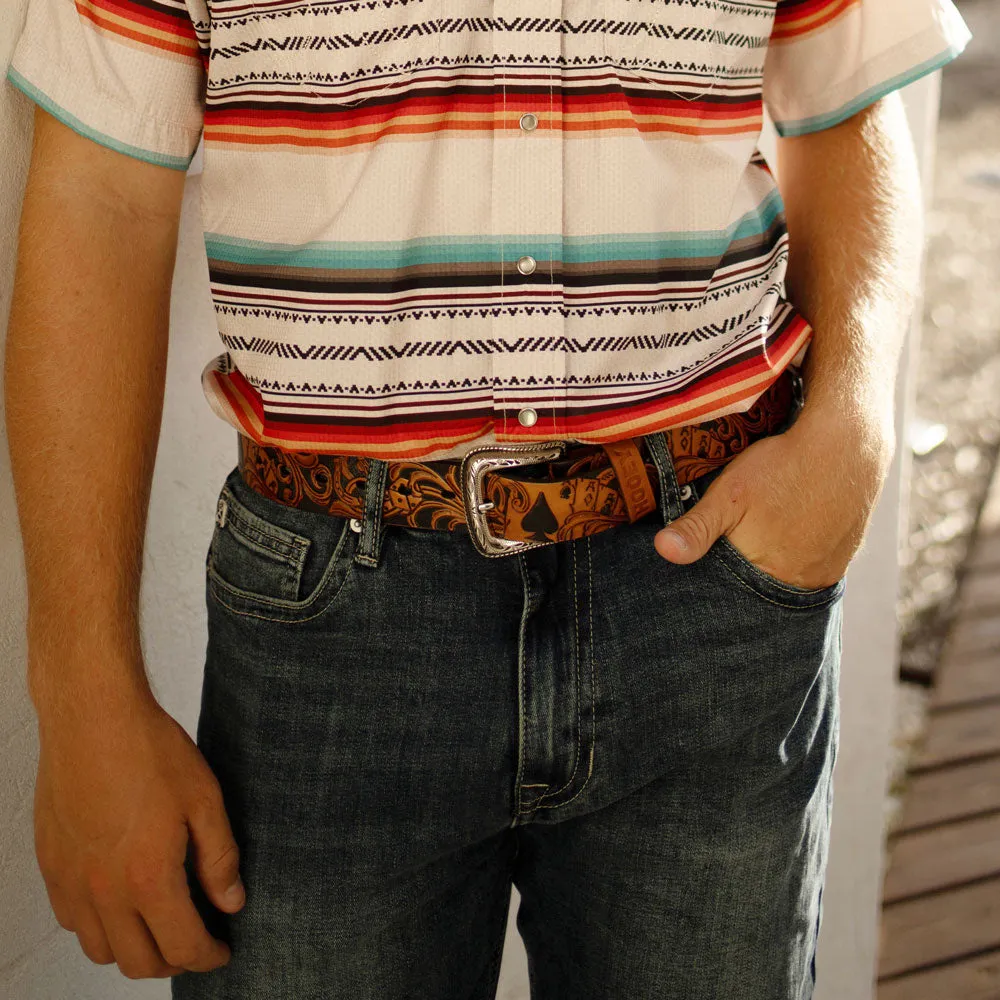 "Gambler" Brown/Black Filigree Belt