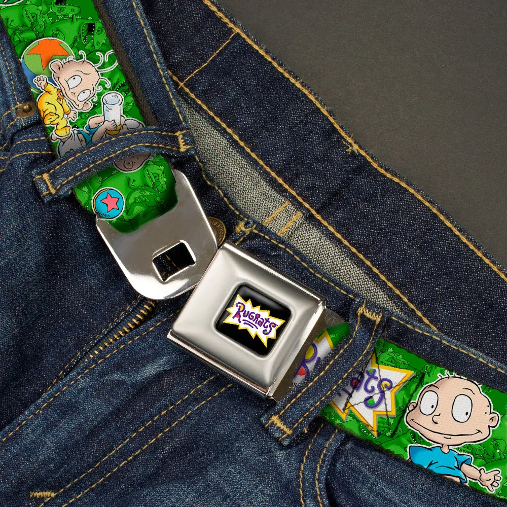 RUGRATS Logo Full Color Seatbelt Belt - RUGRATS Tommy & Dill Poses Greens Webbing