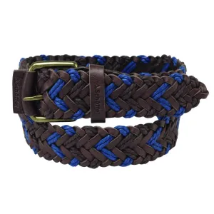 Schoffel Woven Leather Belt - Brown/Blue