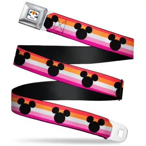 Seatbelt Belt - Mickey Mouse Ears Icon Lesbian Pride Flag Webbing
