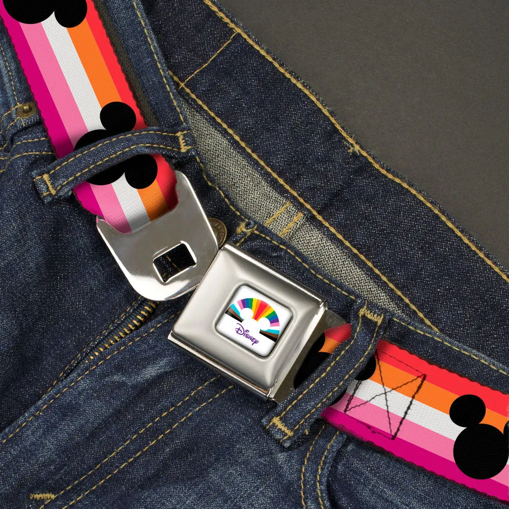 Seatbelt Belt - Mickey Mouse Ears Icon Lesbian Pride Flag Webbing