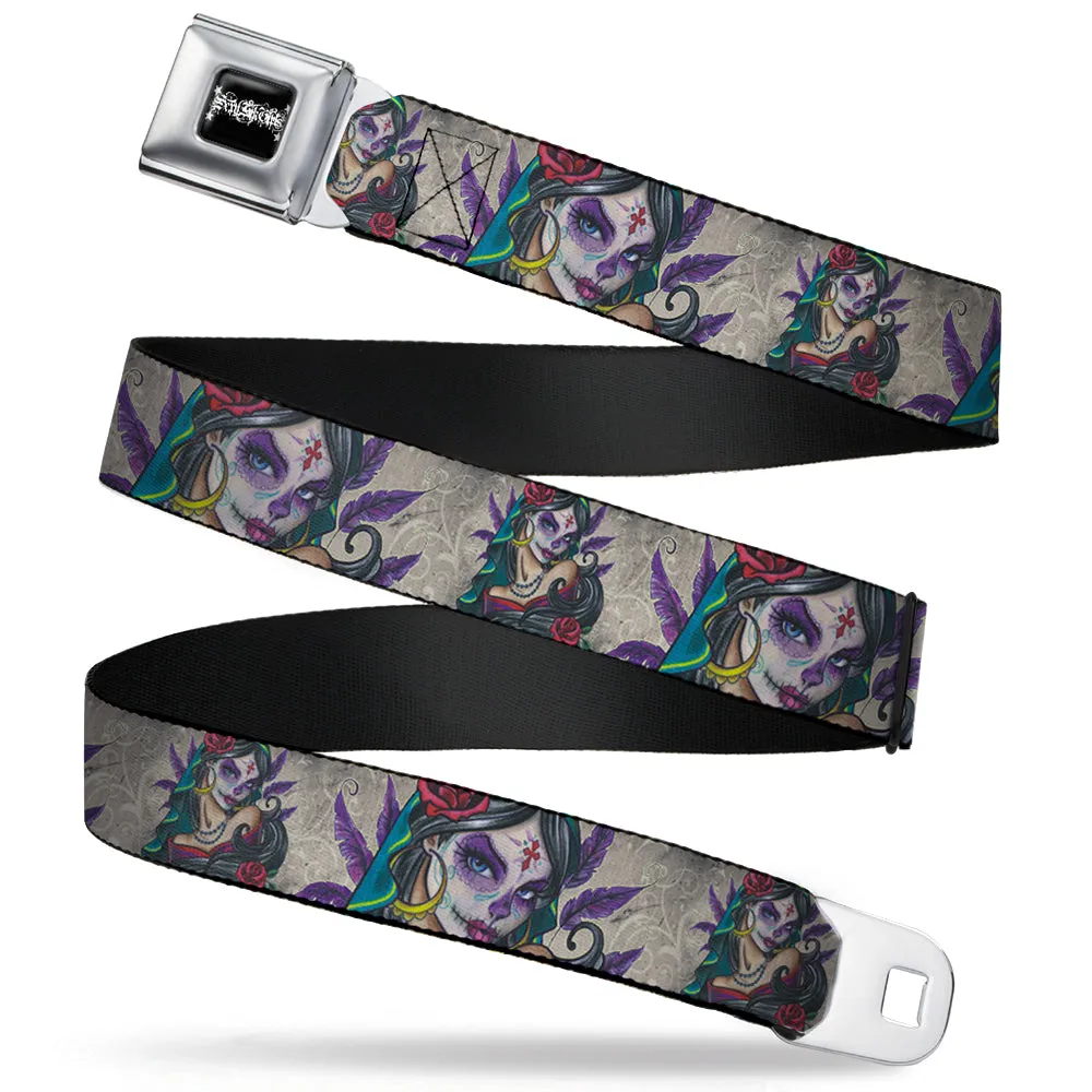 SEXY INK GIRLS Full Color Black White Seatbelt Belt - Muerta Webbing