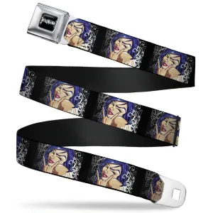 SEXY INK GIRLS Full Color Black White Seatbelt Belt - Rock & Roll Ink Webbing