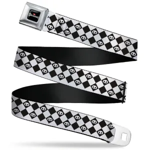 SKELANIMALS Title Logo Full Color Black/White/Red Seatbelt Belt - Skelanimals Face Logo Checker White/Black Webbing