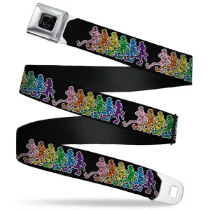 Steal Your Face Seatbelt Belt - Dancing Skeletons Black/Multi Color Webbing