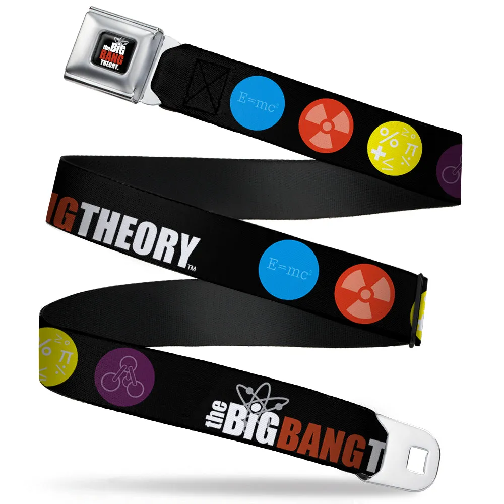THE BIG BANG THEORY Full Color Black White Red Seatbelt Belt - THE BIG BANG THEORY DNA/Atom/E/Radiation Black Webbing