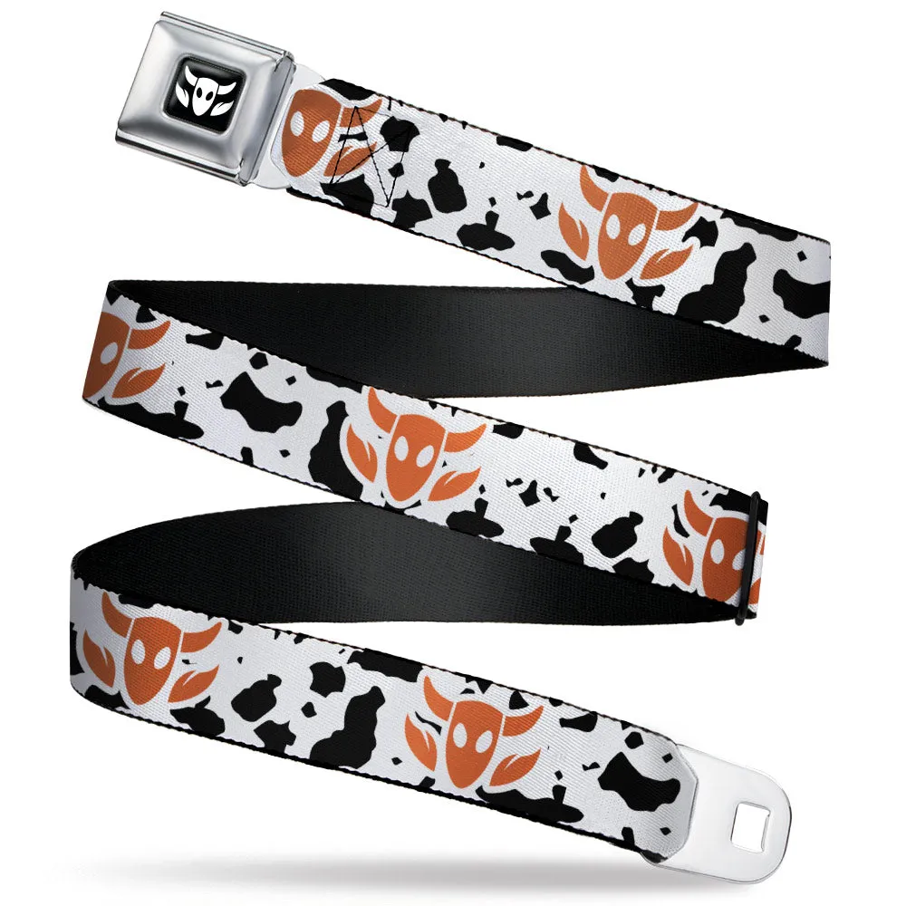 Toy Story Woody Cowboy Bull Icon Full Color Black/White Seatbelt Belt - Toy Story Woody Bounding Cowboy Bull Icon/Cow Print White/Black/Brown Webbing