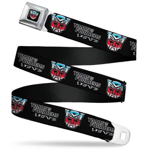 Transformers Autobots Icon Full Color Black/Blues/Red/White Seatbelt Belt - TRANSFORMERS Autobots Cybertronian Icon Black/Blues/Red/White Webbing