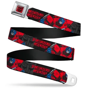 Transformers Autobots Icon Full Color Red/Black Seatbelt Belt - Transformers Generations Optimus Prime Pose and Autobot Icon Black/Gray/Red Webbing