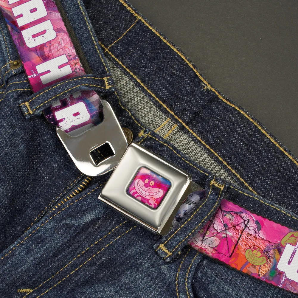 Transparent Cheshire Cat Face Full Color Seatbelt Belt - Transparent Cheshire Cat Poses WE'RE ALL MAD HERE Webbing
